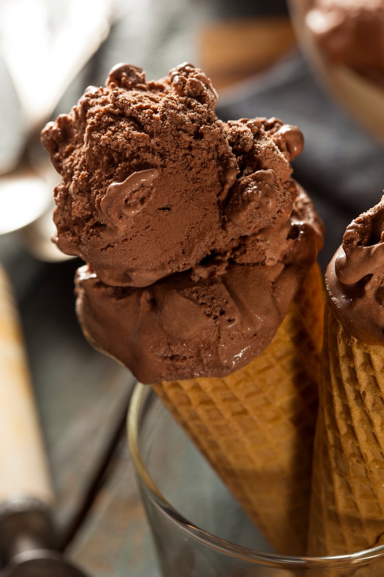 Homemade Dark Chocolate Ice Cream Cone